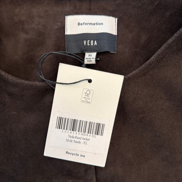 Reformation Veda Reed Leather Jacket Mole Suede - Picture 11 of 13